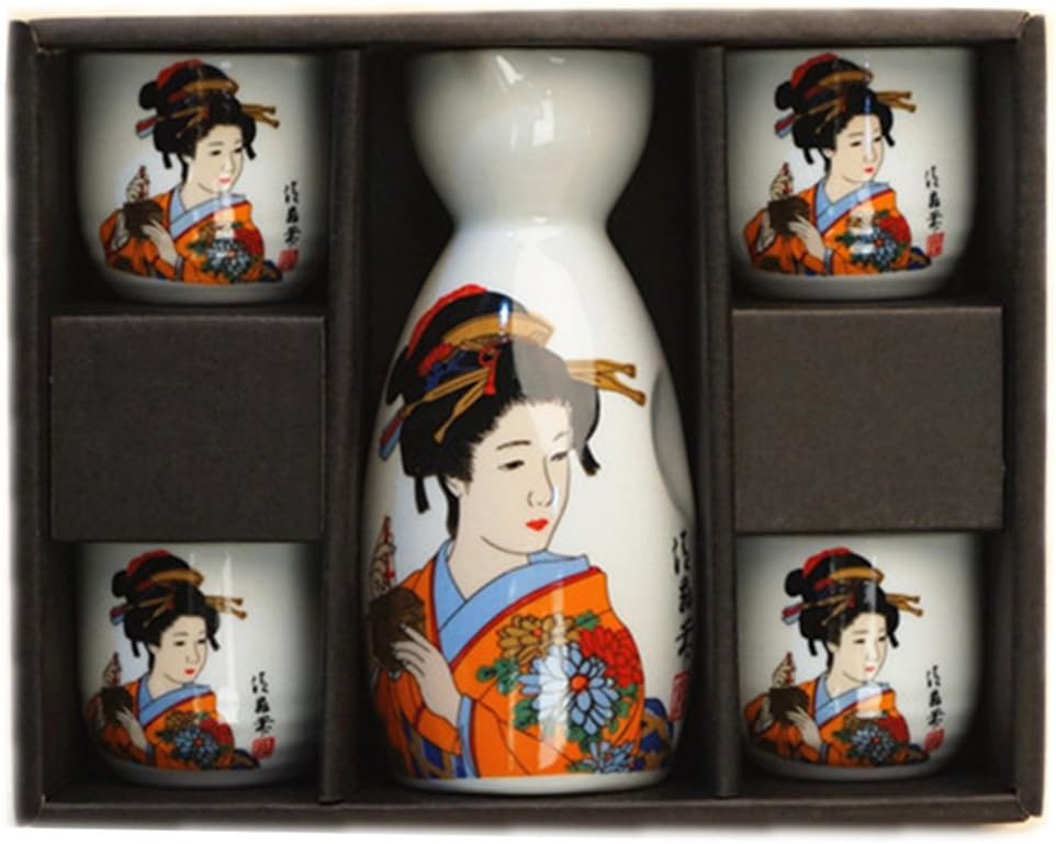 Moyishi® Japanese Cherry Blossom Ceramic Sake Set Cherry Blossom Best Gift (Beauty)