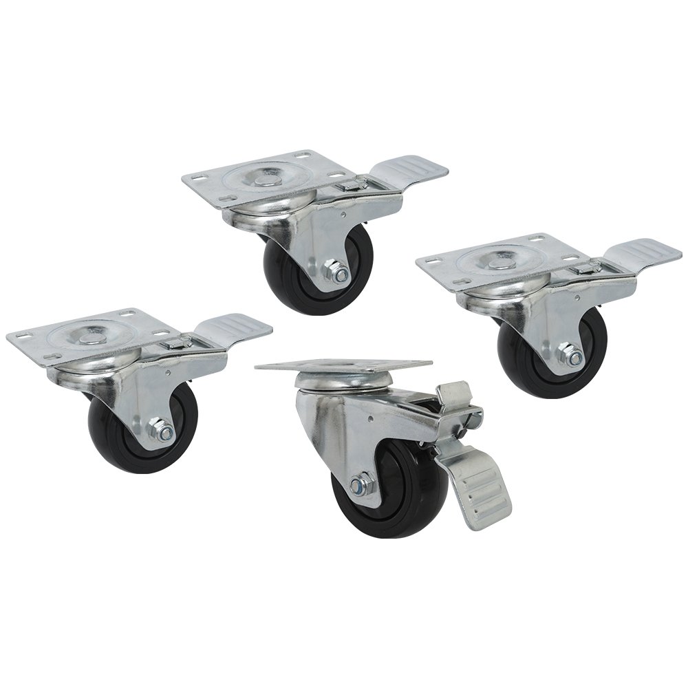 4 PC 3 Double Locking Swiveling Caster Set