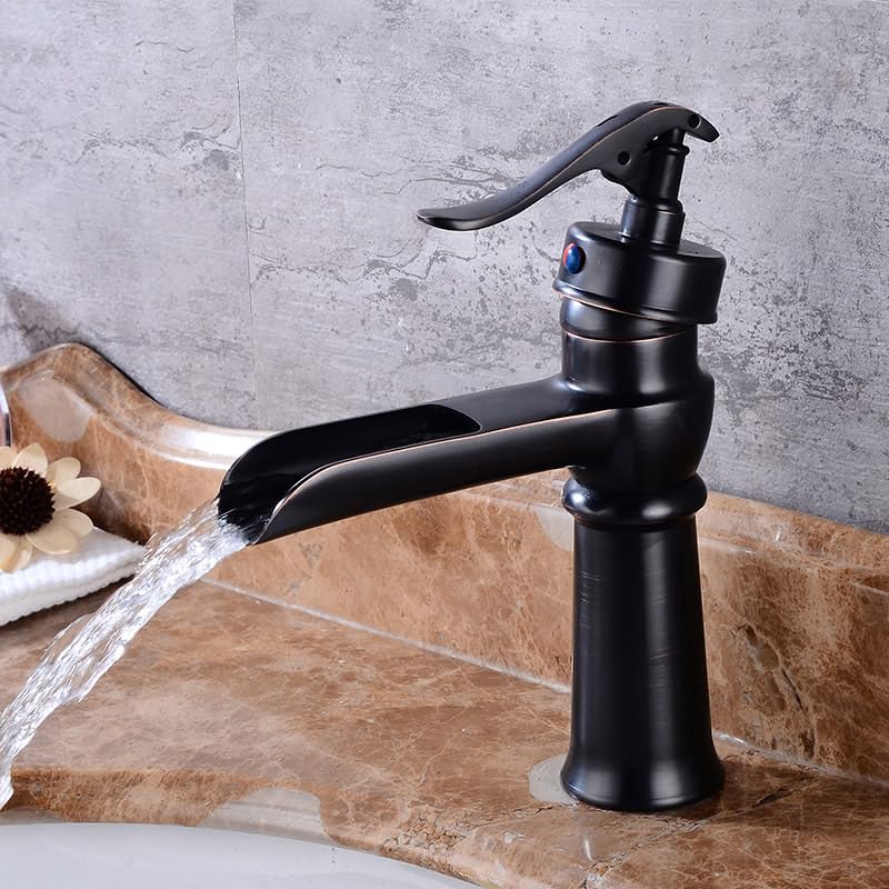 Grifo de lavabo negro monomando B-8115 de latón antiguo corto
