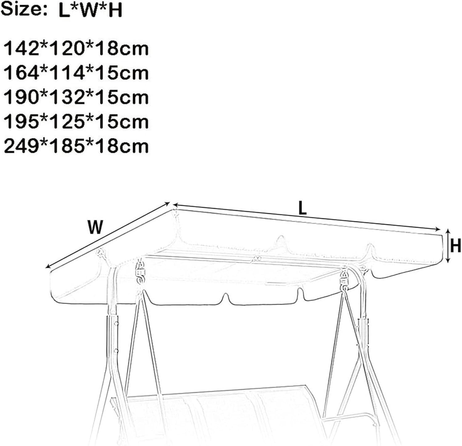 Outdoor Swing Canopy Replacement,Universal Replacement Canopy for Garden Swing Chair,Hammock Top Cover Outdoor Waterproof Sunshade UV Protection 2 and 3 Seater Canopy Cover for Swing Seat.