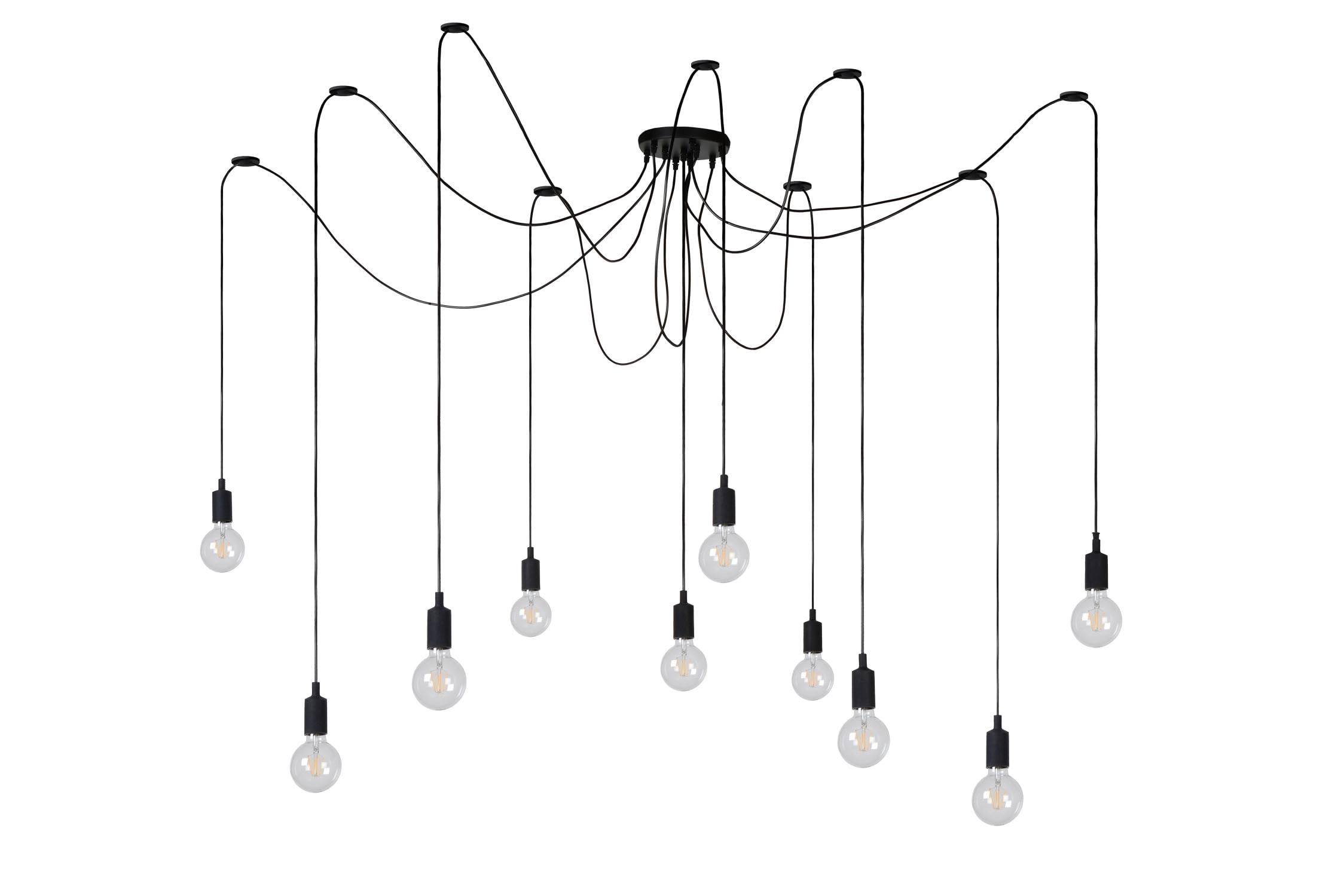 LUCIDE FIX - Suspension - 10xE27 - Noir, 400 x 400 x 200 cm