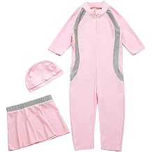 Muslim Girls Half Sleeves Jumpsuits and Skirts Cap Swimsuits
