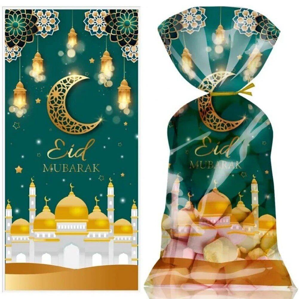 Baokuan Style2 50 Pcs Ramadan Candy Goodies Bags Eid Mubarak Party Favor Bags Ramadan Kareem Gift Bags For Muslim Islam Eid Party Supplies