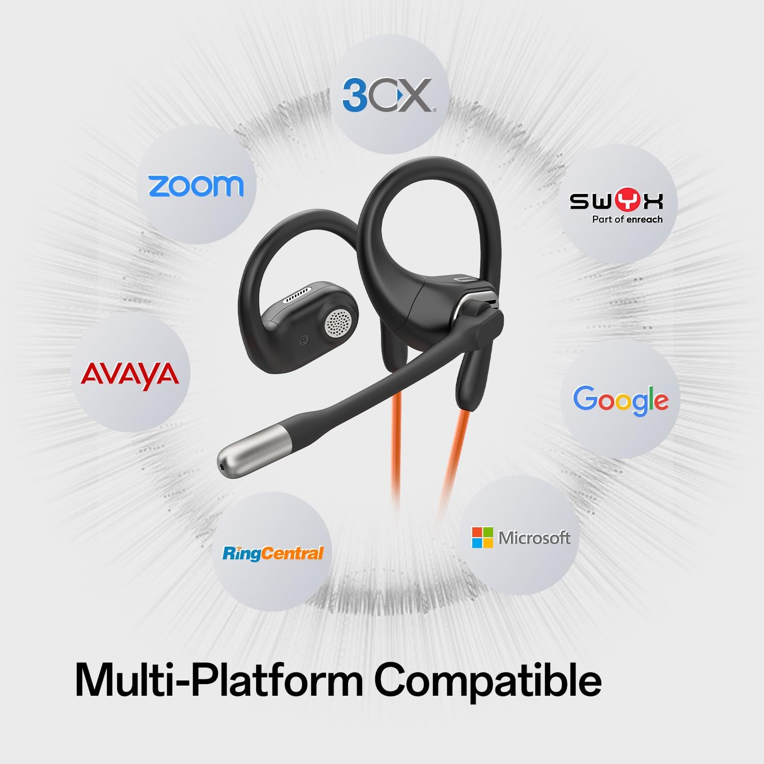 Link 10 - Open-Ear Wired Headphones, Dual-Mic AI Noise Cancellation Mic & 240° Rotatable Boom Mic, USB-C & USB-A Interfaces for Work Calls and Meetings