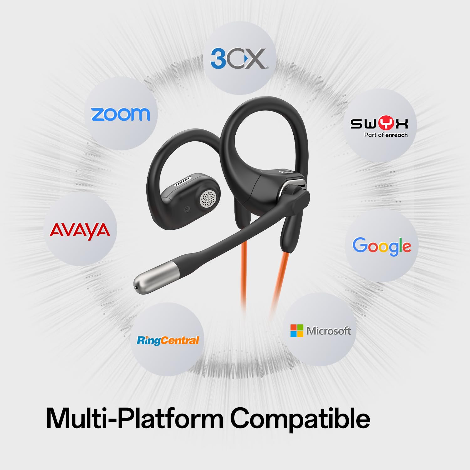 Link 10 - Cuffie cablate aperte, microfono dual micron con cancellazione del rumore AI e microfono boom girevole a 240°, interfacce USB-C e USB-A per chiamate e riunioni aziendali