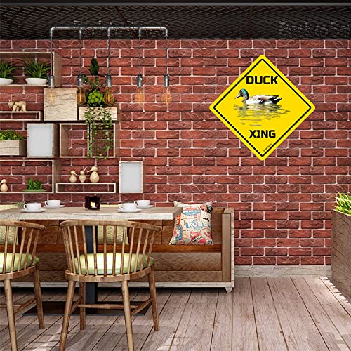 Image of Duck Xing Crossing Sign Funny Novelty Metal Tin Sign for Bar Club Country Home Coffee Shop Indoor& Outdoor Decor Yellow Street Sign 12X12inch | Wall Decor