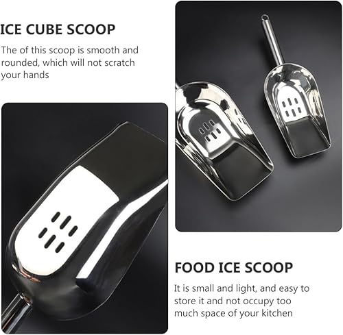 Miniatura 7 de Luxshiny Cucharas de hielo con agujeros de acero inoxidable ranurado cuchara de comida para perros Cuchara de arena para gatos, pala profunda,