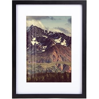 Photo Frame 30 x 40 cm Black 16 Inches with Mount MDF wooden frame with shatter-proof acrylic glass modern portrait and removable frame
