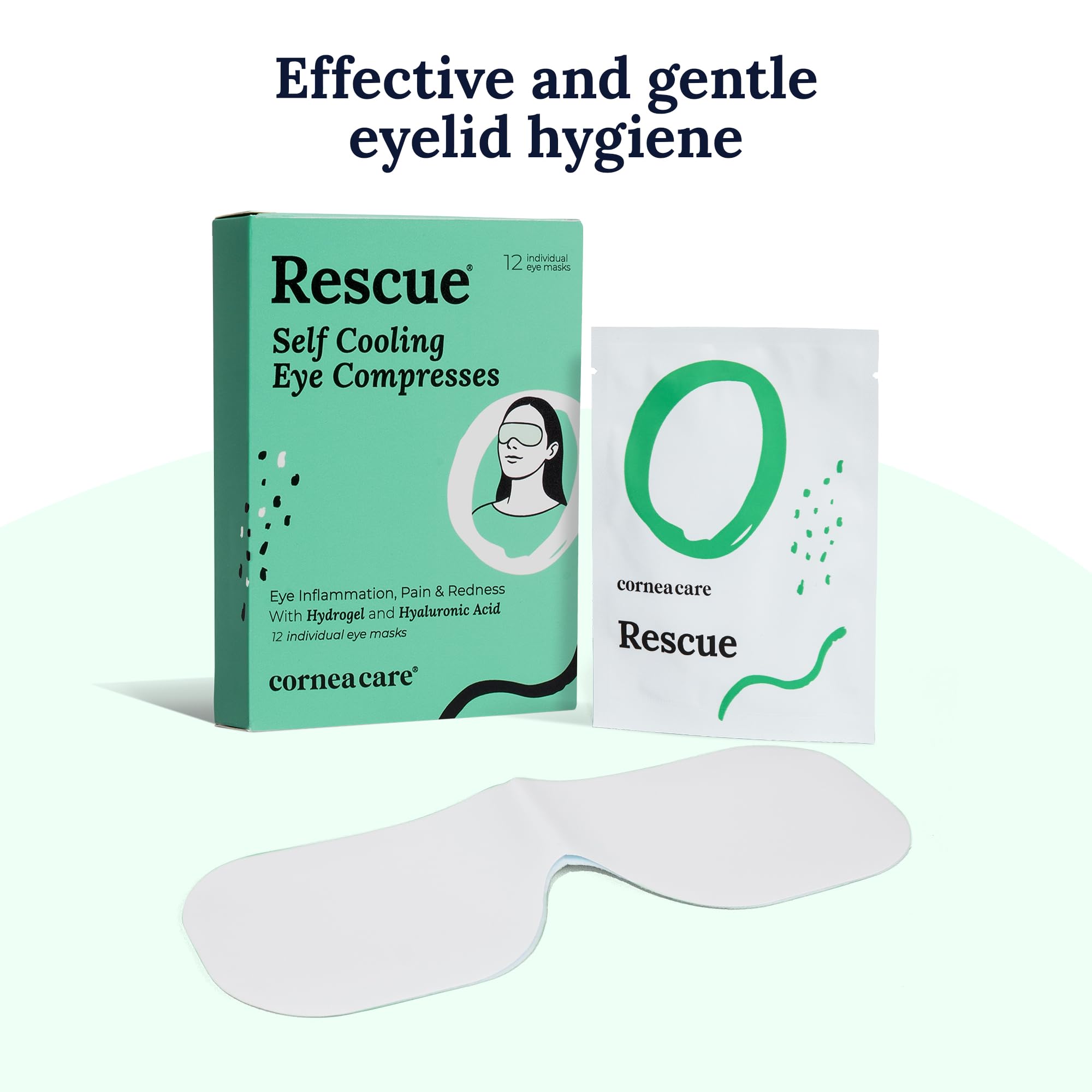 CorneaCare Rescue Hydrogel samochłodzące okłady | Odświeżające podkładki pod oczy | Odświeżające plastry na oczy | Odświeżające maseczki do opuchniętych oczu | 12