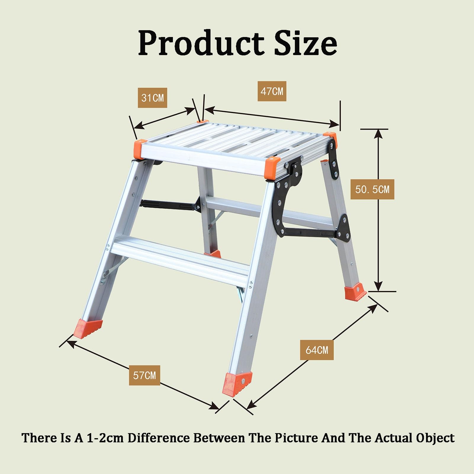 Taburete plegable, plataforma de trabajo de aluminio portátil, asiento de picnic al aire libre, escalón de escalada de coche, resistente con capacidad de 150 kg, diseño compacto y ligero