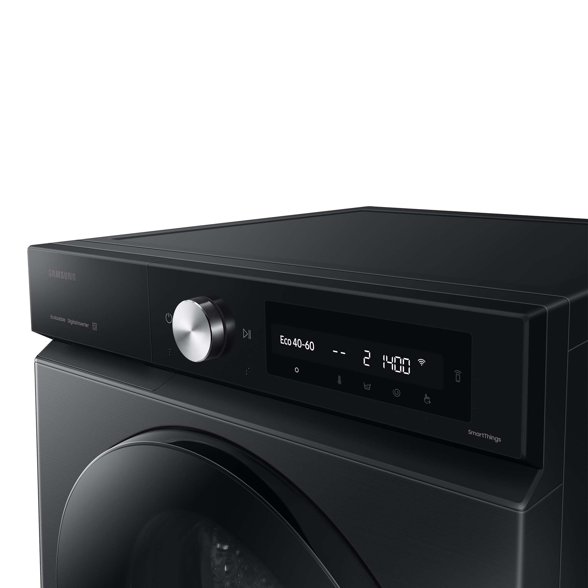 Samsung WW11DB7B34GBU2 Bespoke Waschmaschine, 11 kg, 1.400 U/min, Extra energiesparend, EEK: A (-20 Prozent), AI Ecobubble, SuperSpeed 39 Min, AI Control, SmartThings App, AI Energy Mode, Schwarz