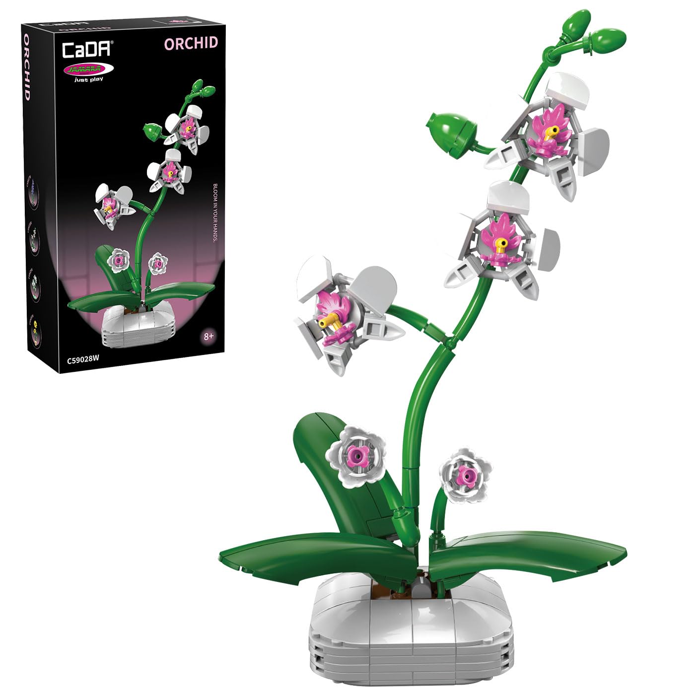 JAMARA 402917 CADA klocki z motywem orchidei, kwiaty, zestaw do montażu, dekoracja, zabawka dla dzieci od 8 lat, pomysł na prezent