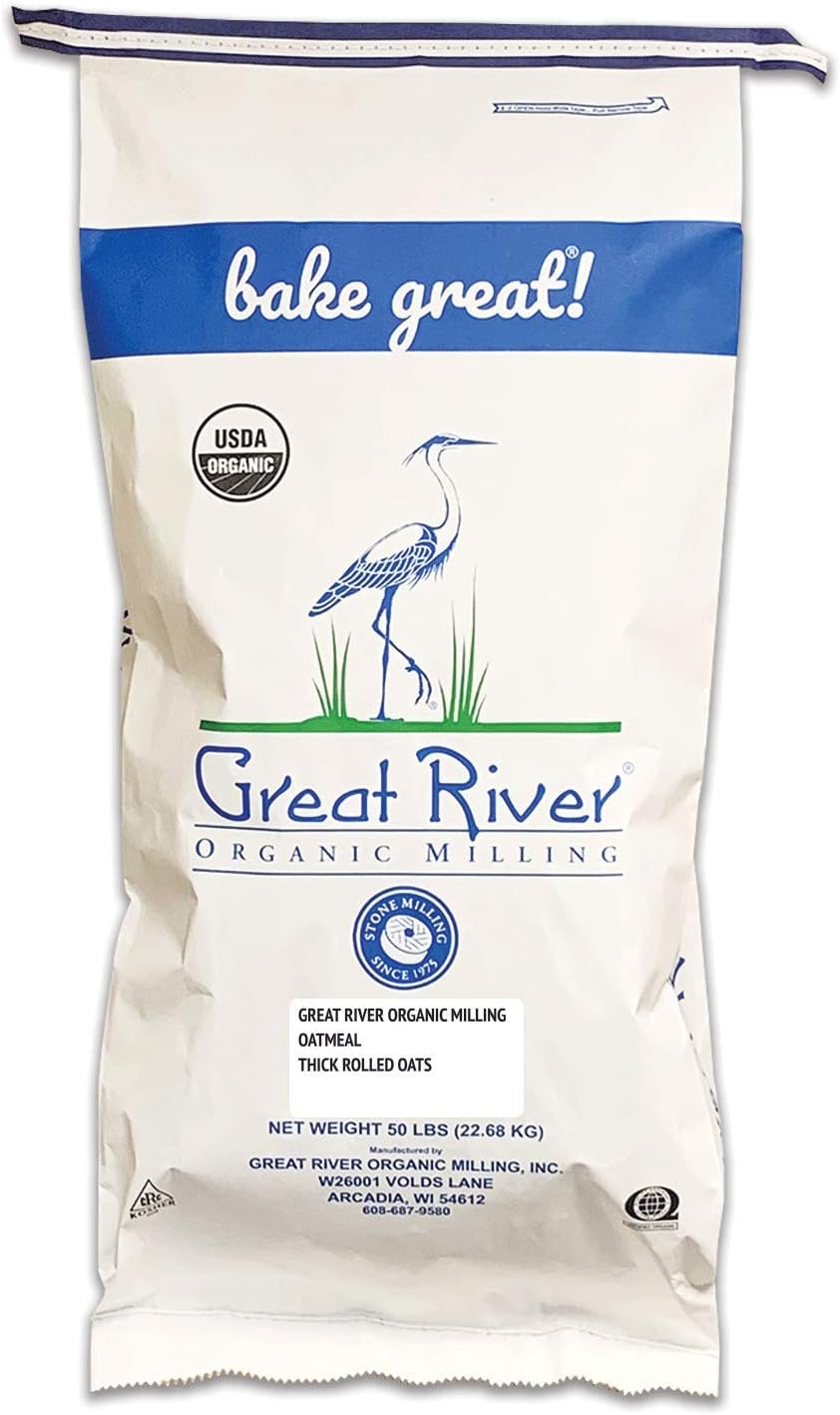 Great River Organic Milling, Oatmeal, Thick Rolled Oats, Organic, 50-Pounds (Pack of 1)
