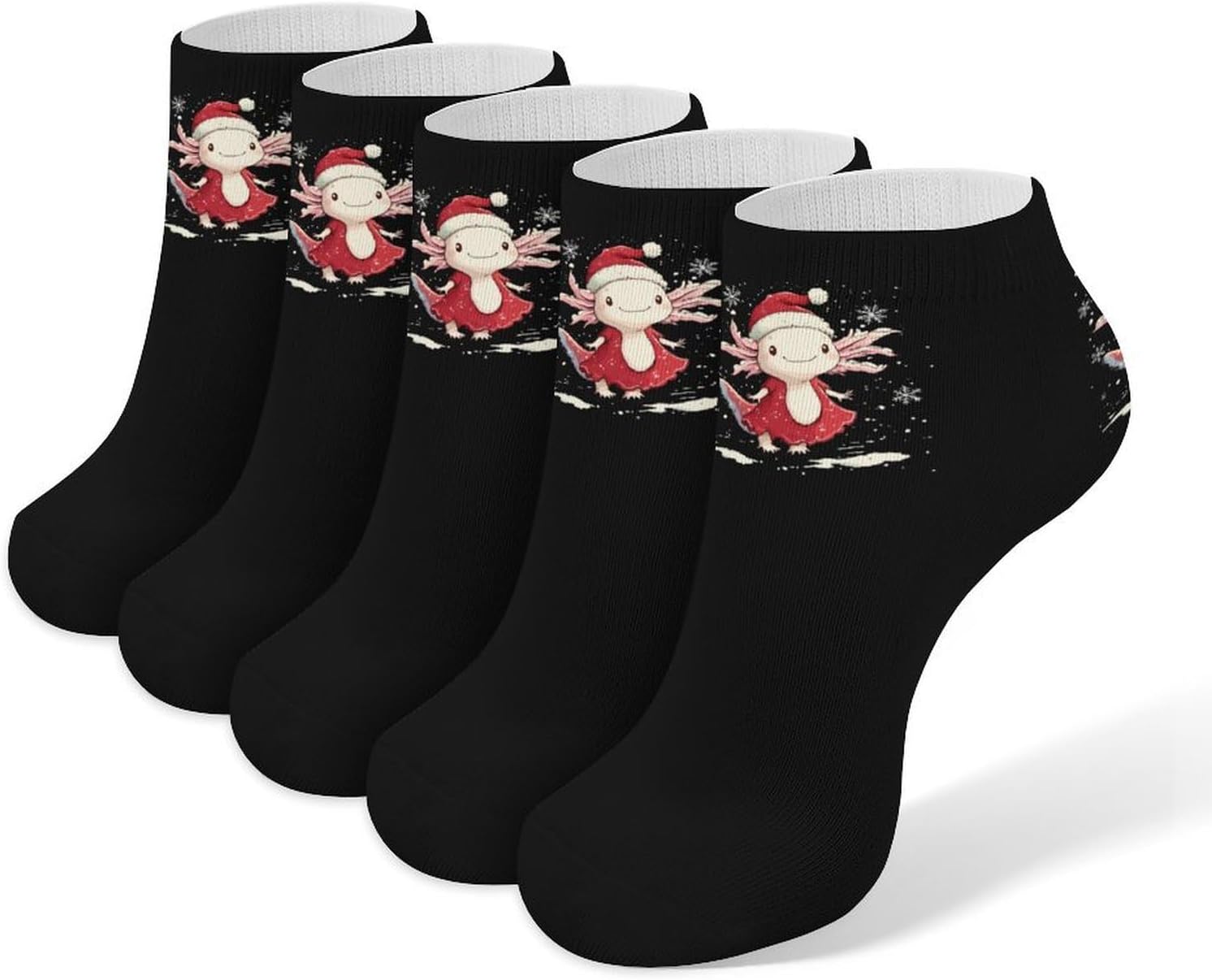 Christmas Axolotl Mens Socks No Show Low Cut Ankle Sock for Sports