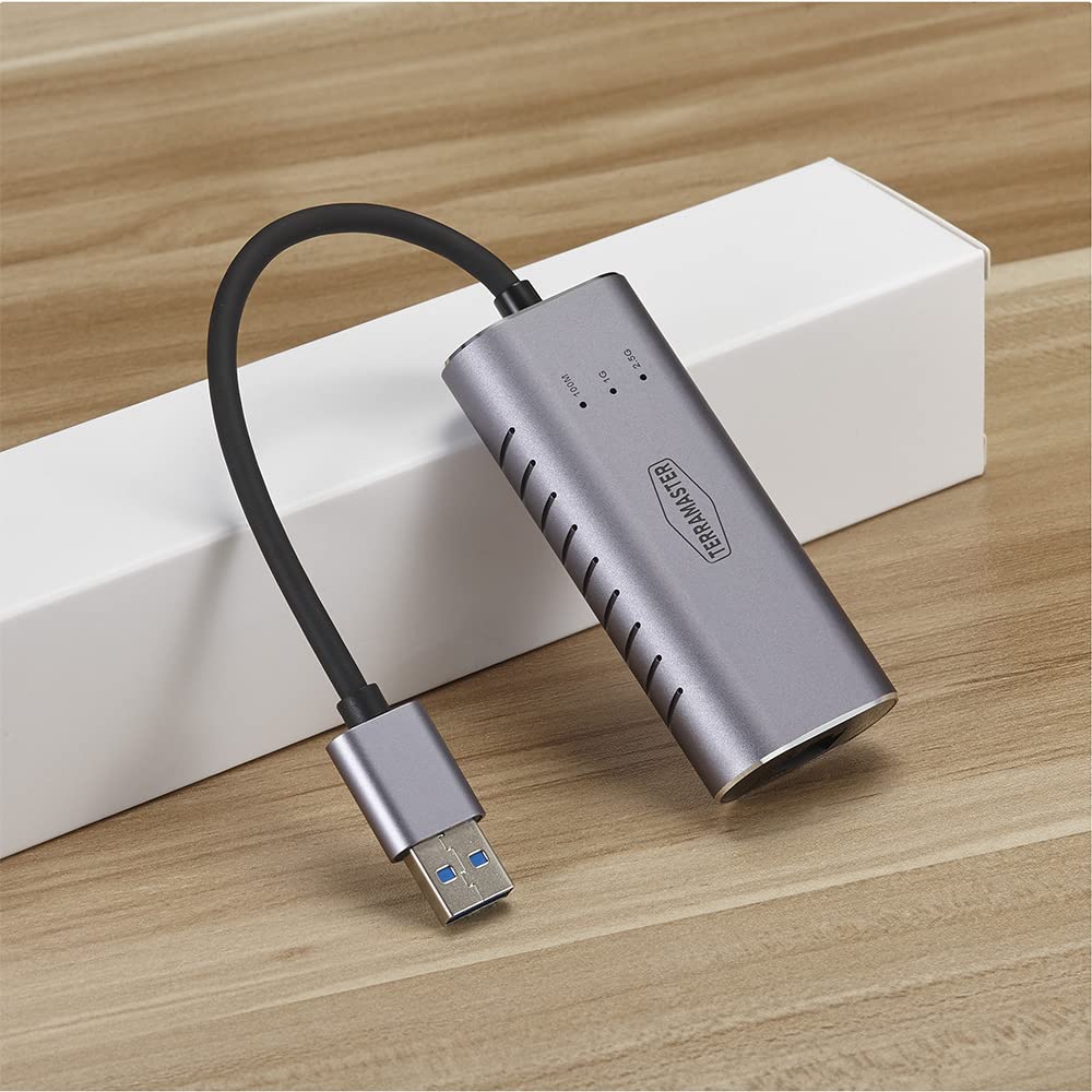 TERRAMASTER Adaptateur Ethernet USB A vers 2,5 G (TMUAE2500), clé USB 3.0 Gigabit LAN, Connexion réseau LAN Filaire pour NAS, Mac OS, Linux, Windows, idéal pour TERRAMASTER NAS