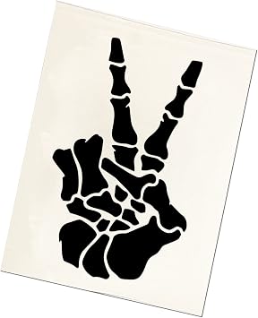 Skeleton Peace Sign Funny Vinyl Decal Window Sticker | Skull Love