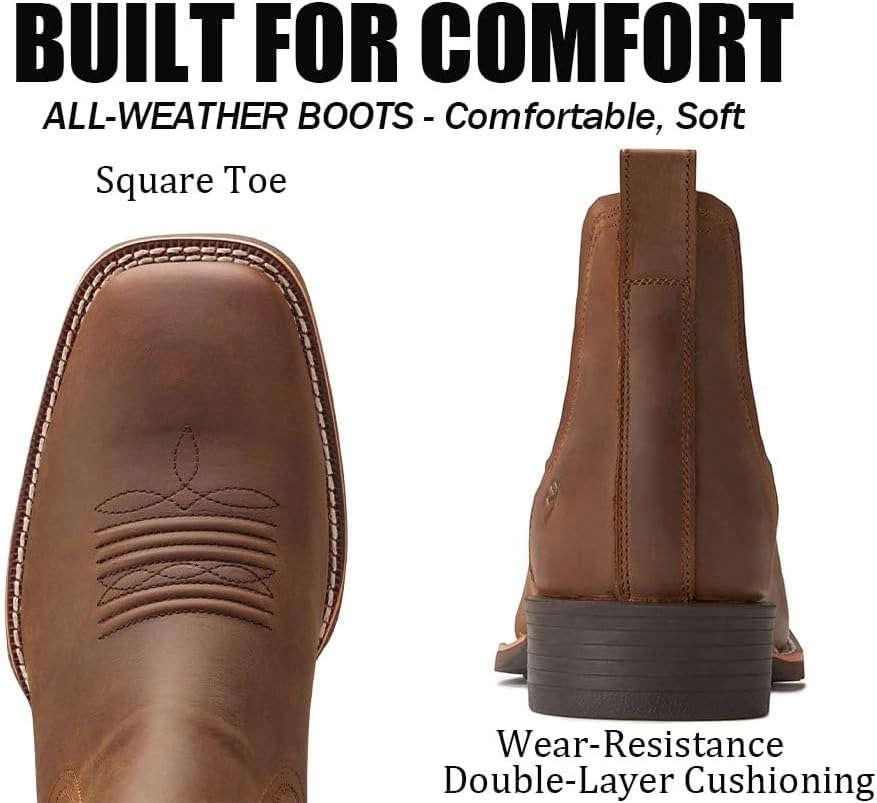 SUREWAY Western Cowboy Boots for Men,Square Toe Casual/Work/Chukka Boots, Ankle Length Classic Comfort Oxford Style Footwear