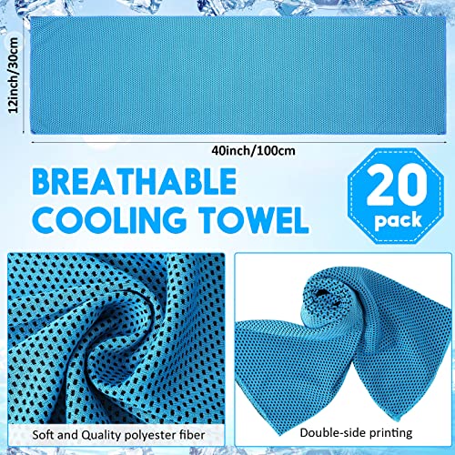 20 Pack Cooling Towel 40 X 12'' Cooling Towels For Neck And Face Hot Weather Soft Breathable Chilly Towel With Bag Microfiber Ice Towel For Yoga Gym Men Women Workout Travel Camping (Light Blue) #TOP1