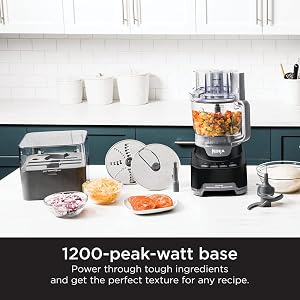 Ninja NF705BRN Professional XL Food Processor, Storage Box, 1200 Peak-Watts, 4-in-1, Chopping, Slicing/Shredding, Purees, Dough, 12-Cup Processor Bowl, 2 Blades & 2 Discs, Feed Chute/Pusher, Black Ninja NF705BRN Professional XL Food Processor Storage Box 1200 Peak Watts 4 in 1 Chopping SlicingShredding Purees Dough 12 Cup Processor Bowl 2 Blades 2 Discs Feed ChutePusher Black