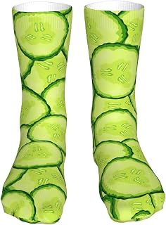 351 Unisex Crew Socks Cucumber Pattern Ladies Socks Sustainable Crew Socks Classic Sport Sock, For Trekking, Baseball, Sports