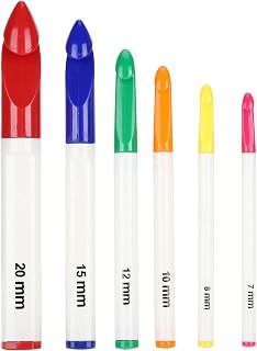 Crochet Hook Set, Ergonomic Grip Lightweight Comfort, Crochet Tools, 6-Piece Multicolor Aluminum Hooks with Comfortable Plastic Handles for Beginners, Moms, DIY Crafting, Home