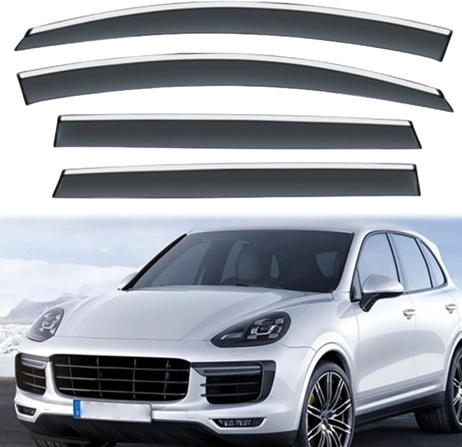 FengXH 4Pcs Smoke Tint Car Window Deflectors for Porsche Cayenne 2011-2018