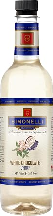 SIMONELLI CHOCOLATE Kahve ve Kokteyl Şurubu 700 ml 4'lü Set Karamel+Vanilya+Çikolata+Beyaz Çikolata + 4 Adet Pompa