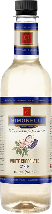 SIMONELLI CHOCOLATE Kahve ve Kokteyl Şurubu 700 ml 4'lü Set Karamel+Vanilya+Çikolata+Beyaz Çikolata + 4 Adet Pompa