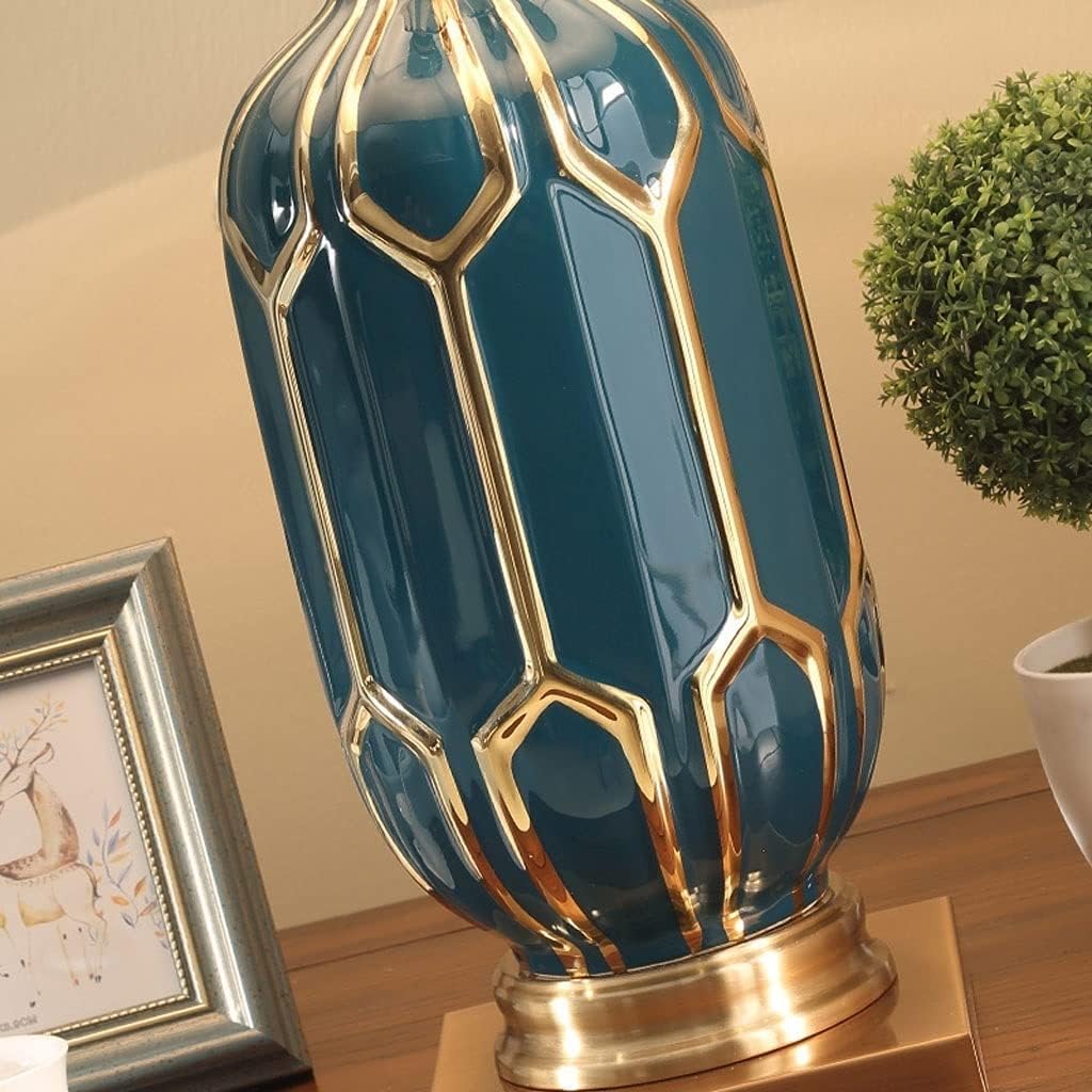 Lampa Stołowa Szkliwiona Ceramiczna Lampka Nocna Abażur Z Tkaniny Lampa Stołowa Do Salonu W Sypialni Do Domowego(Grün,Remote Control)