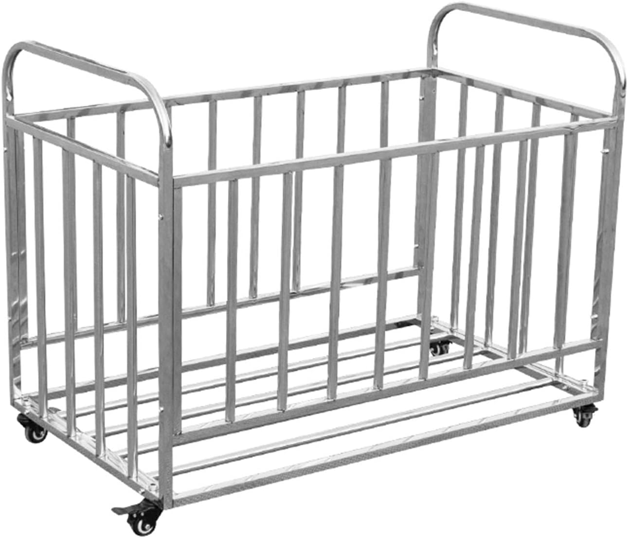 Rolling Ball Storage Cart with Wheels,Stainless Steel Garage Sports Equipment Storage Organizer Stackable Ball Cage,Volleyball Basketball Tennis Toy Organizer,Basketball Storage Rack with Cover