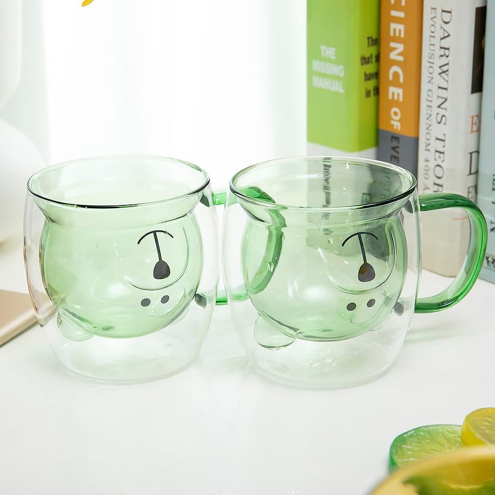 lachineuse Double Wall Mug Cute Bear Green 275 ml