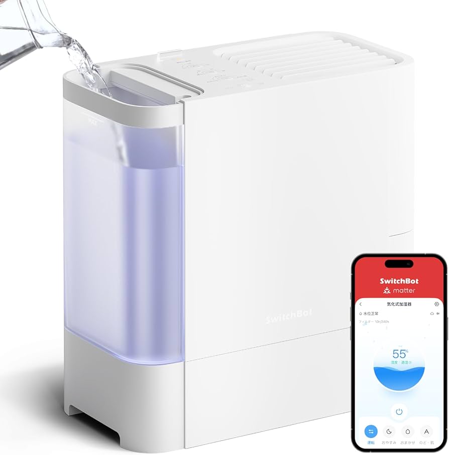SwitchBot 加湿器 ホワイト Amazon | SwitchBot 加湿器 気化式 Alexa 大容量 - 4.5L 21畳
