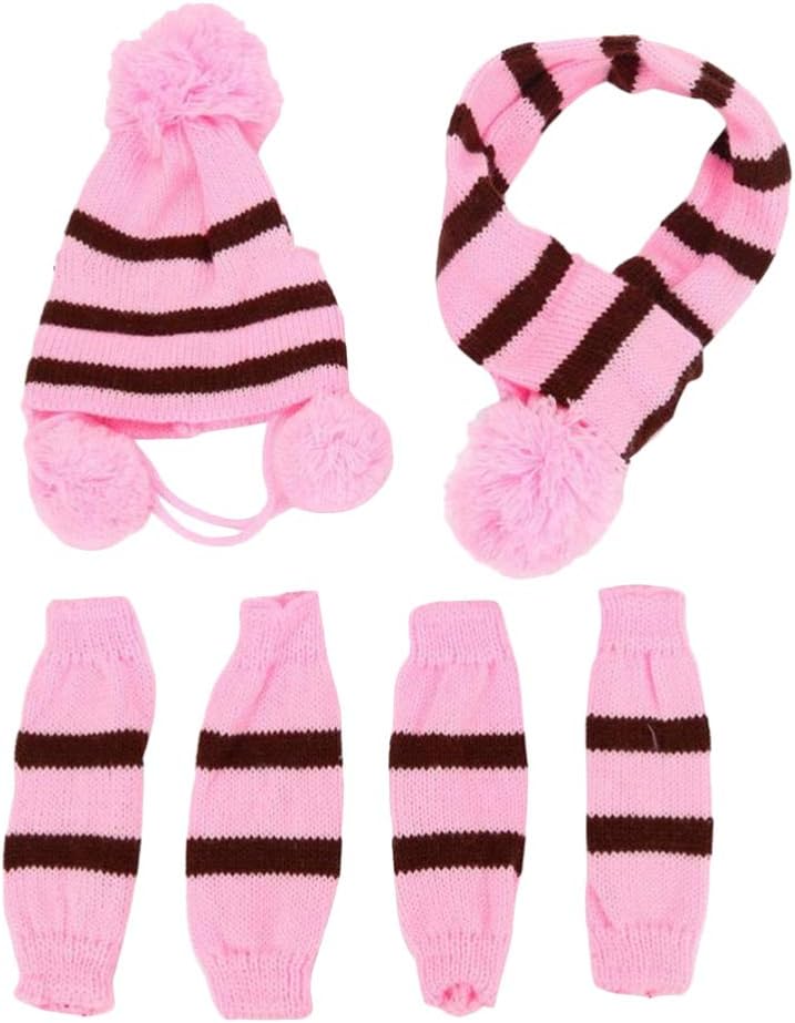 Conjunto de bufanda y gorro de punto para perros pequeños POPETPOP