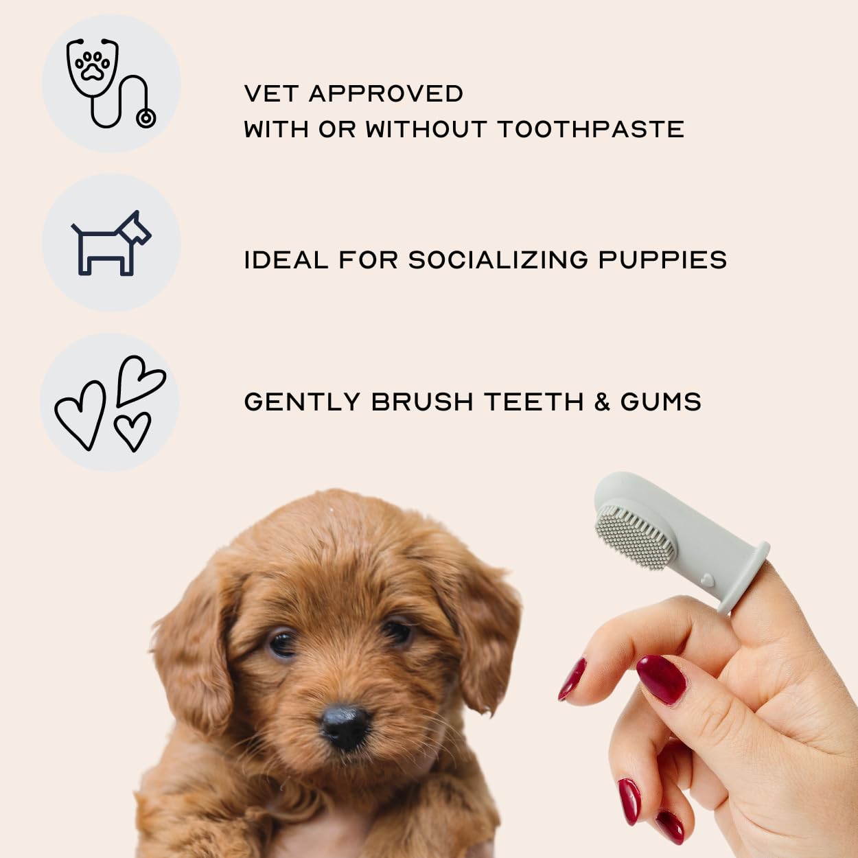 Pupwell Puppy Breath Daily - Cepillo de dientes de dedo de perro para el mal aliento, elimina la placa y la acumulación de sarro, hecho de silicona (azul pizarra)