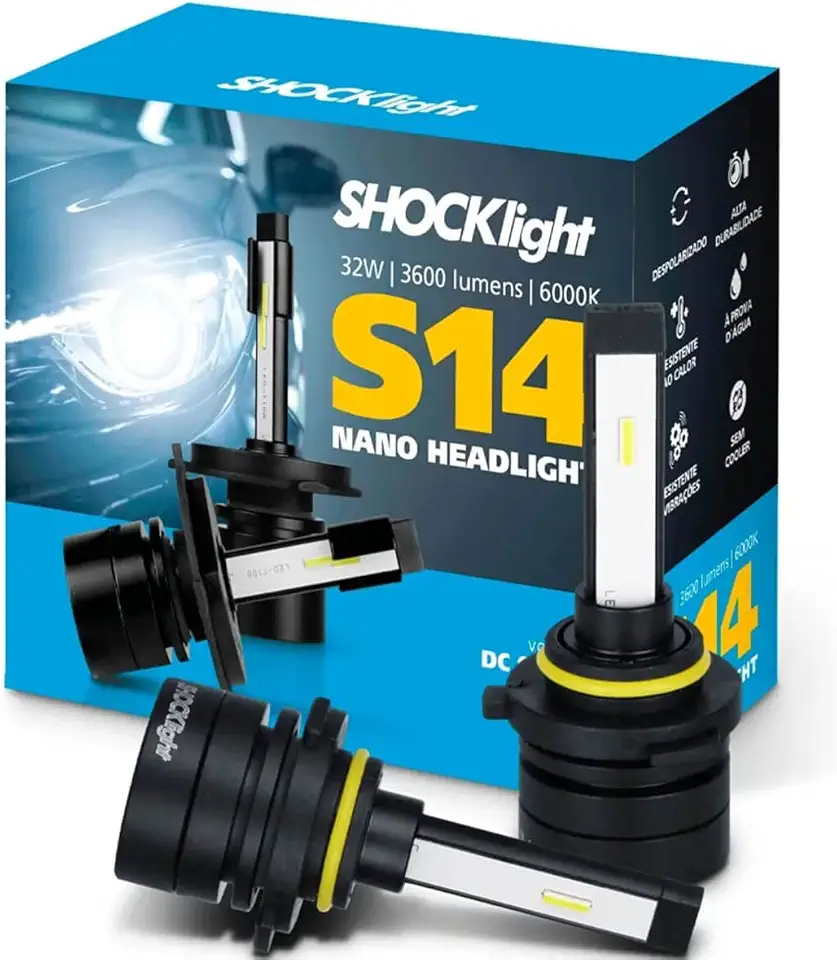 Par de Lâmpada Led do Farol HB3-HB4-Nano S14-3600 Lumens 6000K 12V 32W Shocklight - SLL-149000