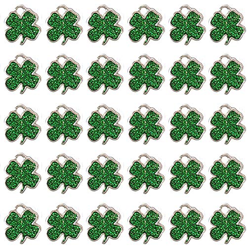 4Leaf Clover Lucky Charms Pendents for DIY Crafting Bracelet Ankle Earring Necklace Jewelry Making Accessories 30 Pack