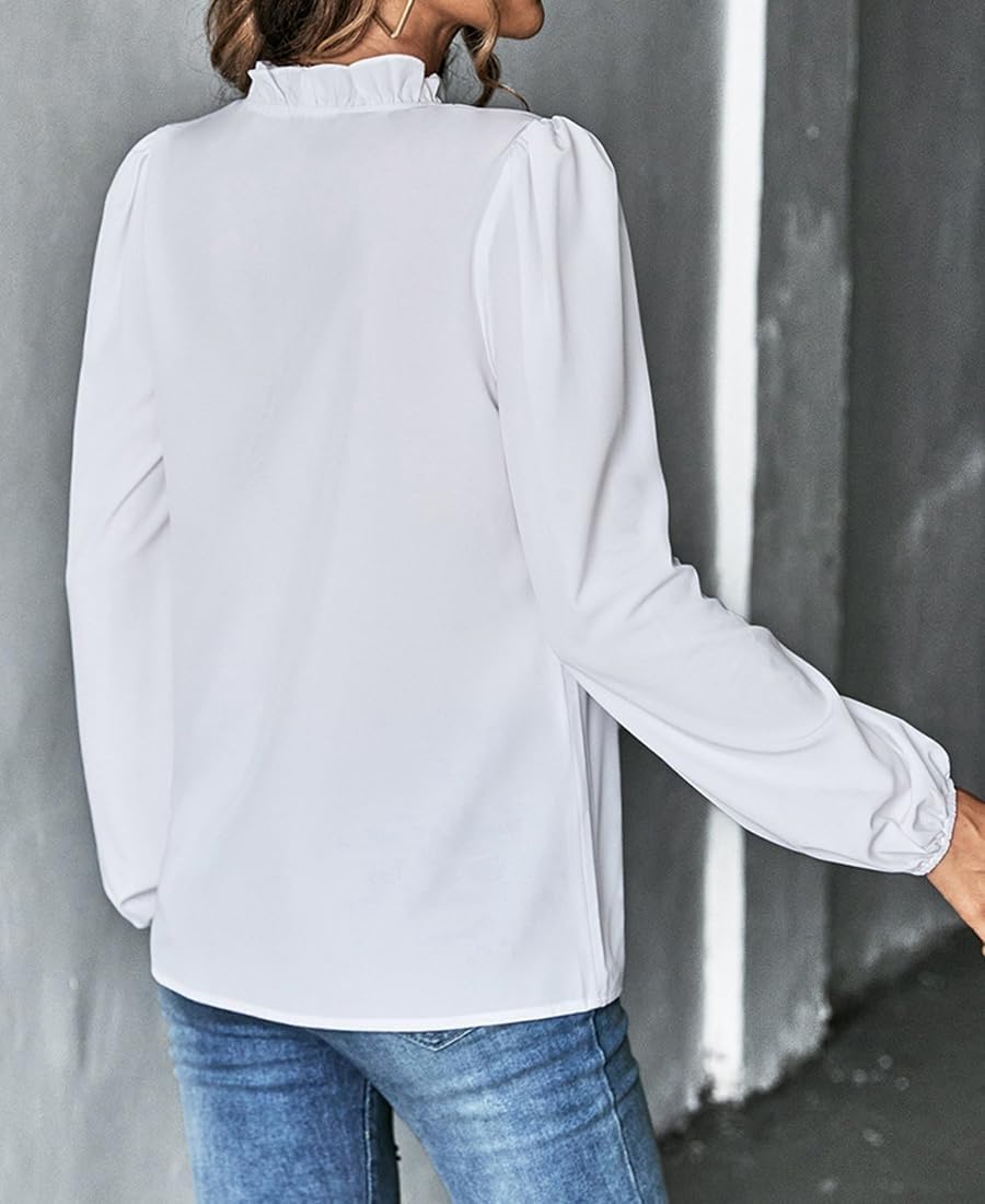 Camicetta Casual in Chiffon con Scollo a V in Pizzo da Donna, Camicia Ampia con Volant Floreale