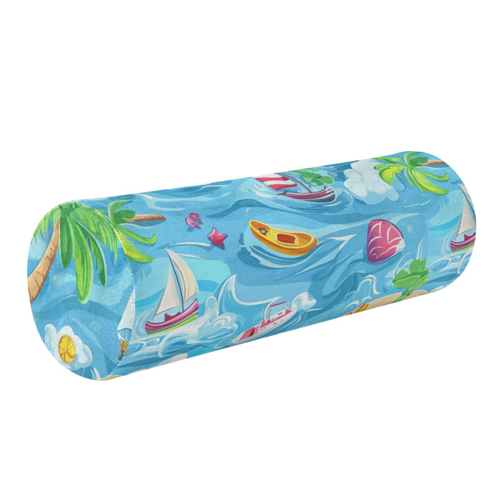 miaozhen Summer Vacation Sea Cylinder Roll Pillow Long Bolster Pillow for Bed almohada para piernas 5.5''x17''