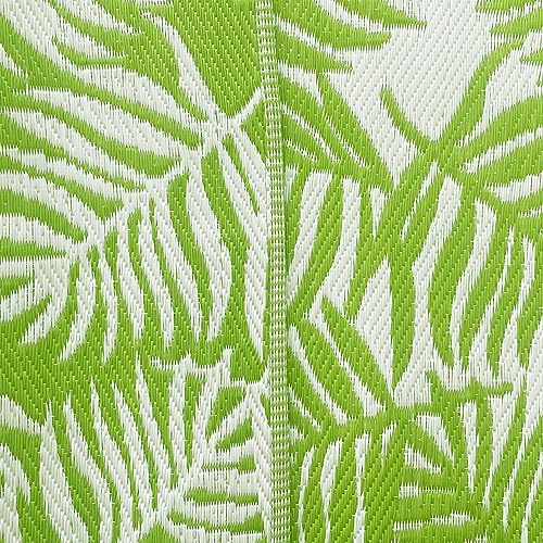 Tapis terrasse grand format design palmier vert et blanc chic - 3
