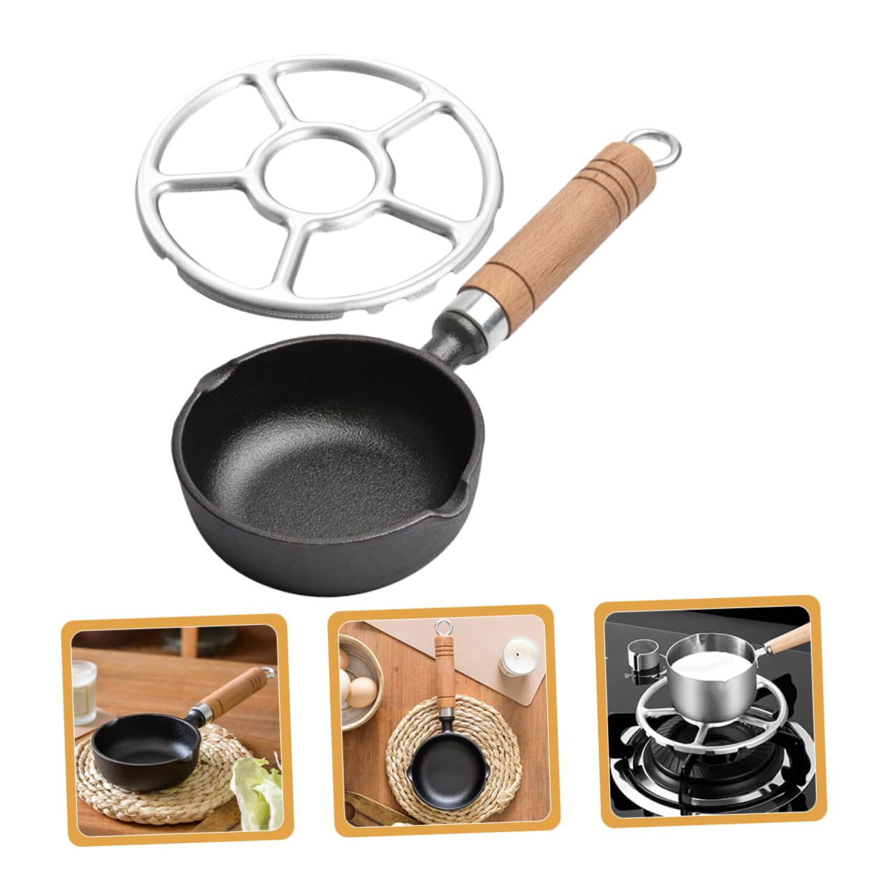 KICHOUSE 1set Small Butter Melting Pot Handle Versatile Cooking Pan for Frying Heating Sauces Nonstick Design for Easy Cleaning for Induction Gas Stoves Frying Tool