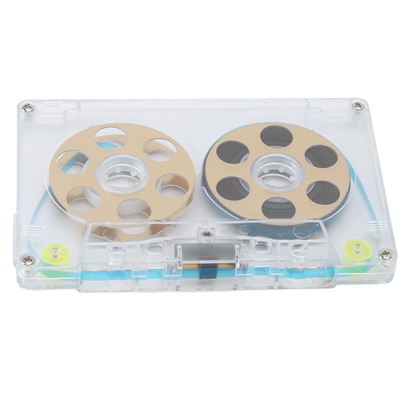 Bewinner Reel to Reel Blank Cassette Tape, Blank Cassette Tapes ABS Aluminum Alloy Transparent Low Noise DIY Homemade 46 Minute Recording Time for Recording Music (Gold)