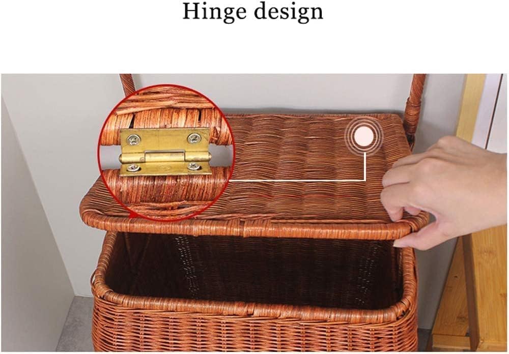 Yellow Rattan Rolling Shopping Cart with Lid - Hand Truck for Elderly, Lightweight Trolley for Grocery & Market Use, Lar Capaci, Convenient & Slish Design