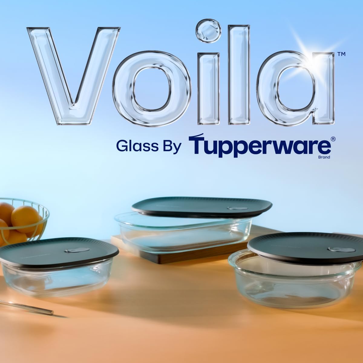 Tupperware Voila Glass XL Rectangular Food Storage – Airtight Baking Dish, 3.2 qt / 3 L