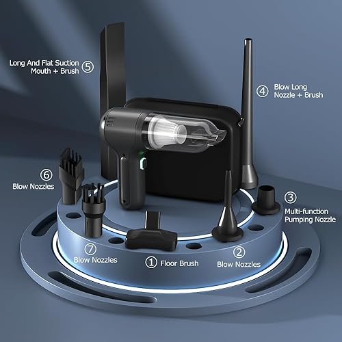 Miniatura 2 de Aspiradora de automóvil  Potente aspiradora de mano inalámbrica de 18000 Pa, 120 W, ligera, sin escobillas, con motor sin escobillas, aspiradora de