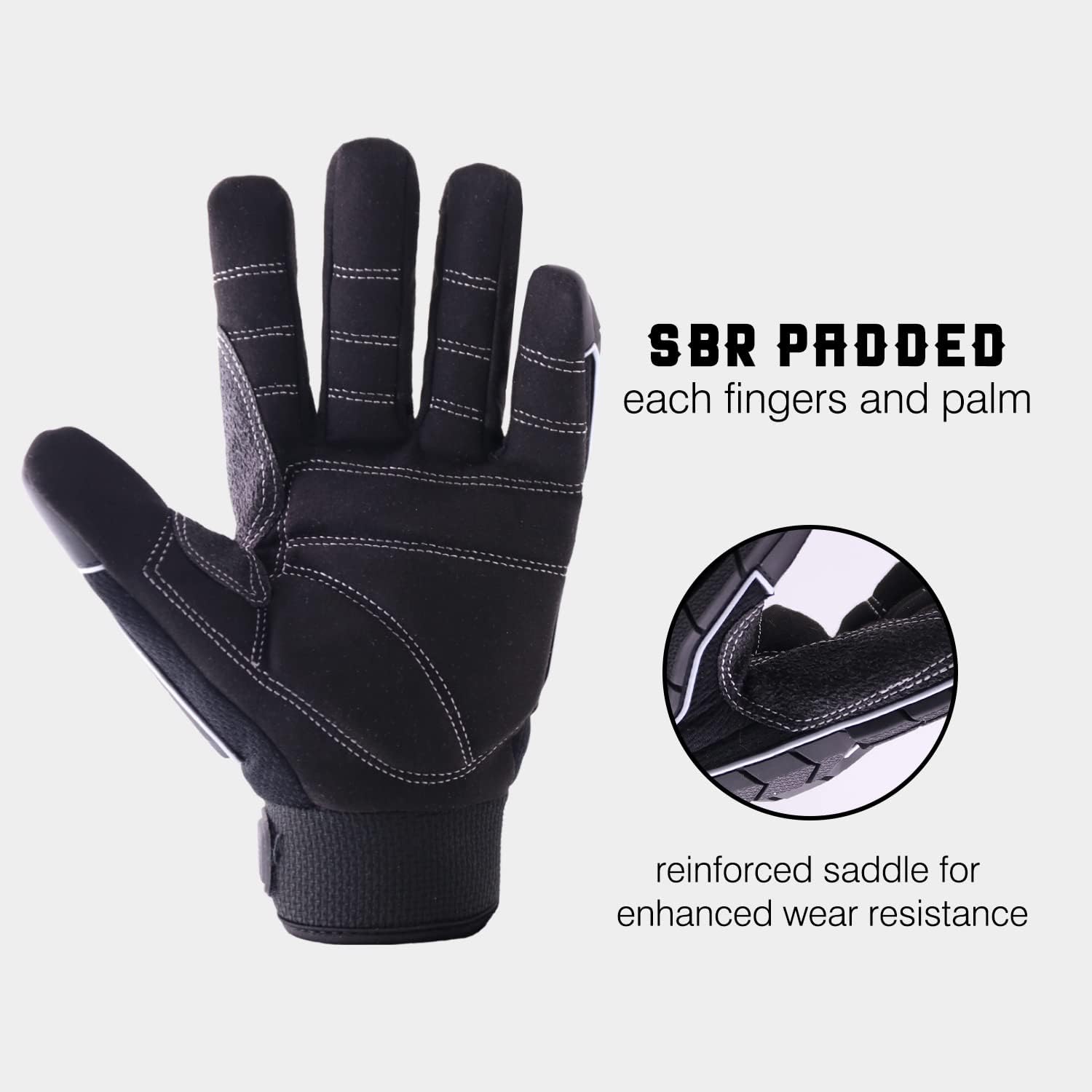 Anti Vibration Work Gloves Men TPR Impact Reducing Mechanic Gloves SBR Fingers & Palm Padded Safety Work Gloves - Image 4