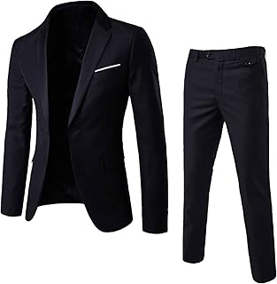 Legou Men's Suit Casual Solid Color Suit Two Piece Set