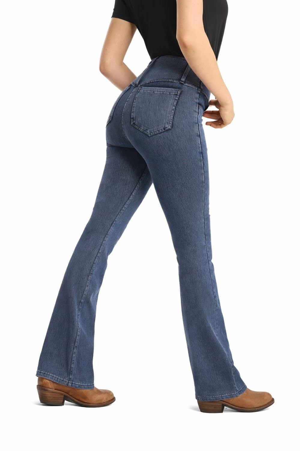 NETPROSHOP Damen Western Reitleggings Stretch Bootcut im Denimlook mit Taschen atmungsaktiv Gr. 36-44