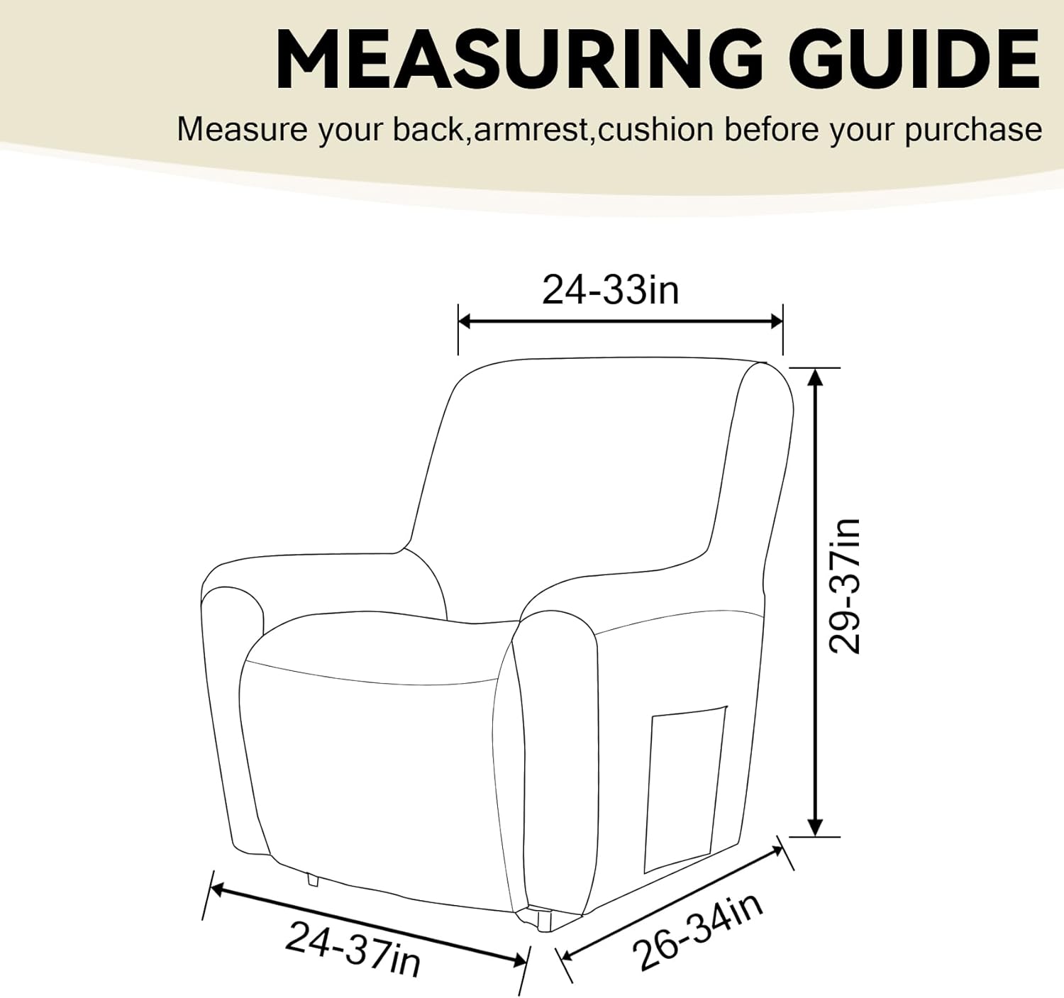 Cupuamon Recliner Chair Covers,Lazy Boy Recliner Covers Stretch Reclining Covers 1 Piece Furniture Protector with Elastic Bottom for Dog,Kids-Beige Beige Recliner