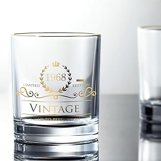 1968 54th Birthday Ideals for Men/Dad/Son, Vintage Unfading 24K Gold Hand Crafted Old Fashioned Whiskey Gl, Perfect for Home Use - 10 oz Bourbon Scotch, Party Decorations