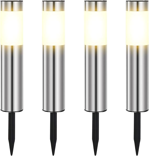 Heinstian Solar Path Lights, 2/4 Pack LED Solar Lights Stainless Steel